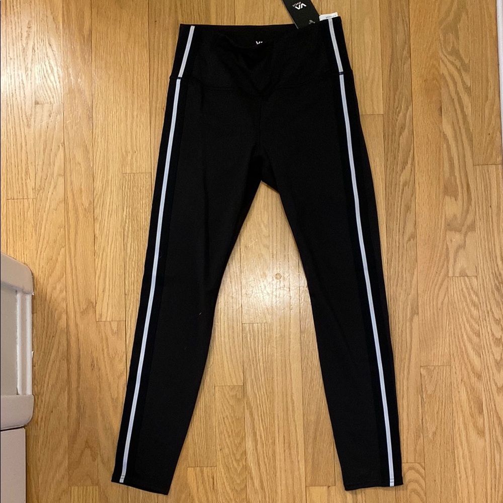 RVCA Leggings With White Stripes.
